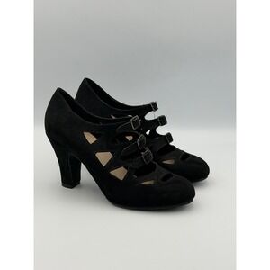 Aris Allen Crisscross Heels 8 Black Swing Dance Rockabilly Strappy Burlesque